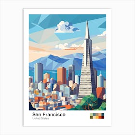 San Francisco, Usa, Geometric Illustration 3 Poster Art Print