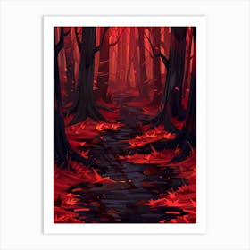 Red Forest Path Art Print