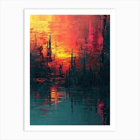 Abstract Sunset | Pixel Minimalism Art Series 3 Art Print