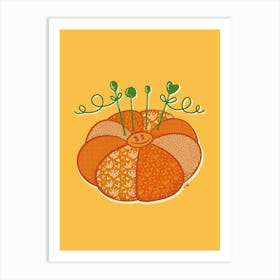 Patchwork Pumpkin Pincushion Art Print