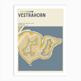 Vestrahorn Iceland Topographic Contour Map Art Print