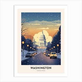 Winter Night  Travel Poster Washington Dc Usa 2 Art Print