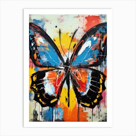 Mixed colors butterfly, Basquiat's Style Art Print