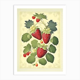 Day Neutral Strawberries, Plant, Vintage Botanical Art Print