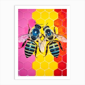 Honey Comb Colour Pop Bees 1 Art Print