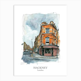 Hackney London Borough   Street Watercolour 9 Poster Art Print