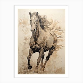 A Horse Painting In The Style Of Stenciling 4 Art Print