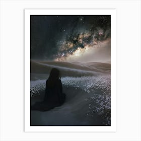 Girl In The Desert - solitude galaxy Art Print