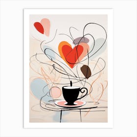 Coffee Chaos Hearts Art Print