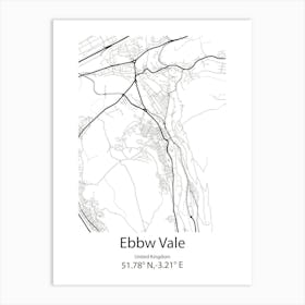 Ebbw Vale,United Kingdom Minimalist Map Art Print