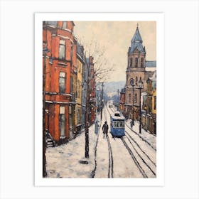Vintage Winter Painting Belfast Northern Ireland 1 Art Print