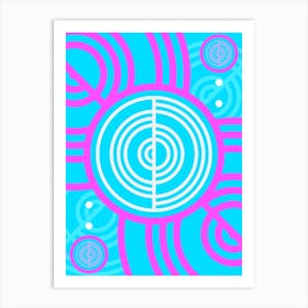 Geometric Glyph in White and Bubblegum Pink and Candy Blue n.0090 Art Print