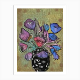 FLORA DAZE -"into the Garden" Abstract Flower with Polka Dot Vase by "COLT x WILDE"  Art Print