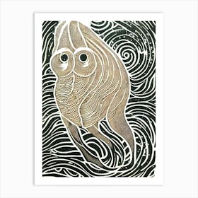 Dumbo Octopus Linocut Art Print