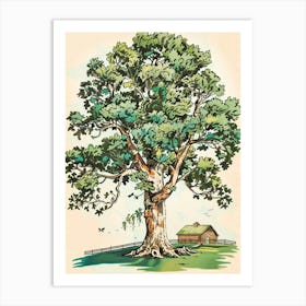 Sycamore Tree Storybook Illustration 1 Art Print