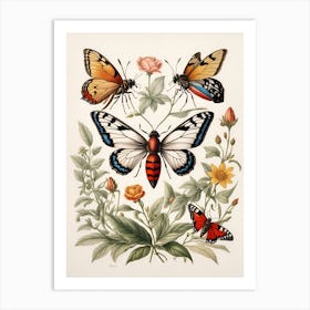 Butterflies And Flowers Art Print