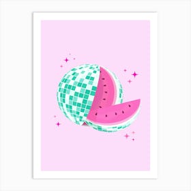 Pink Disco Watermelon Art Print