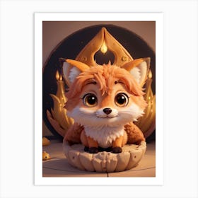 3d Animation Style Cute Fluffy Little Fox Kawaii 32k Digital I 2 Art Print