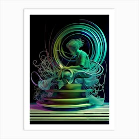 Futuristic, Cyber, artwork print. "Stuck In Motion" Art Print