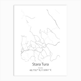 Stara Tura,Slovakia Minimalist Map Art Print