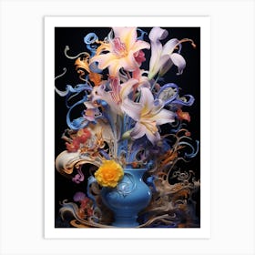 Daylillies In A Vase Art Print