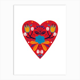 Bright Folk Heart Art Print