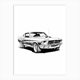 Ford Mustang Line Drawing 24 Art Print