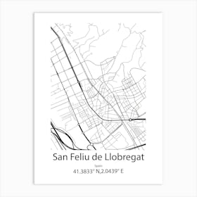 San Feliu De Llobregat,Spain Minimalist Map Art Print