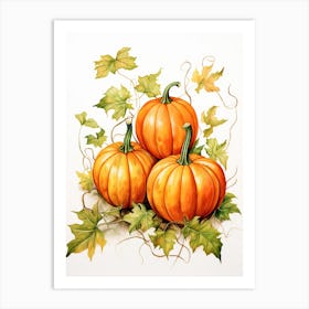 Jack O  Lantern Pumpkin Watercolour Illustration 2 Art Print