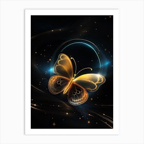 Golden Butterfly Wallpaper Art Print