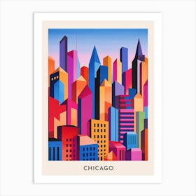 Chicago Colourful Travel Poster 9 Art Print