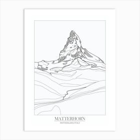 Matterhorn Switzerland Italy Line Drawing 4 Poster Art Print