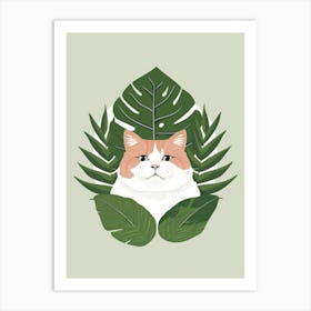 Cat With Leaves 1 Art Print