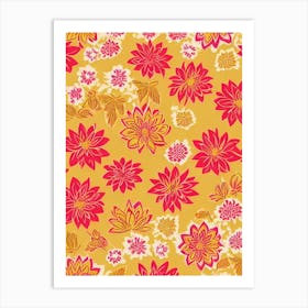 Lotus Floral Print Warm Tones 2 Flower Art Print