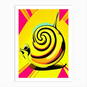 Snail With Yellow Background Pop Art Art Print