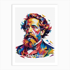 Charles Dickens 2 Portrait WPAP Pop Art Art Print