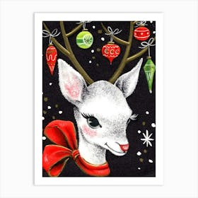 Deer Decorated With Christmas Bulbs Art Print