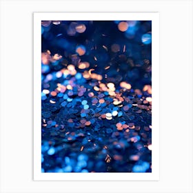 Blue Glitter Background Art Print