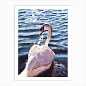 Swan Oil Painting Art Print