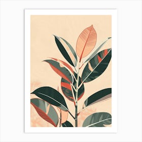 Rubber Plant Minimalist Illustration 5 Art Print