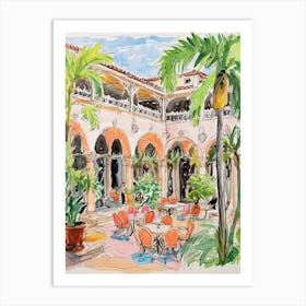 The Cloister At The Sea Island Resort   Sea Island, Georgia   Resort Storybook Illustration 4 Art Print