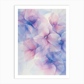 Flowers In Blue And Pink Art Print