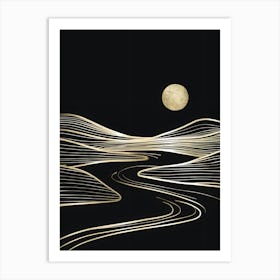 Moonlight Over The River Art Print