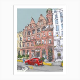 The Red Car In Glasgow Art Print