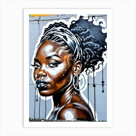 Graffiti Mural Of Beautiful Black Woman 342 Art Print