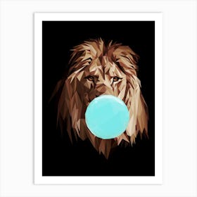 Lion Chewing Bubble Gum Art Print