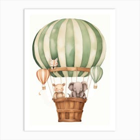 Green Hot Air Balloon Art Print