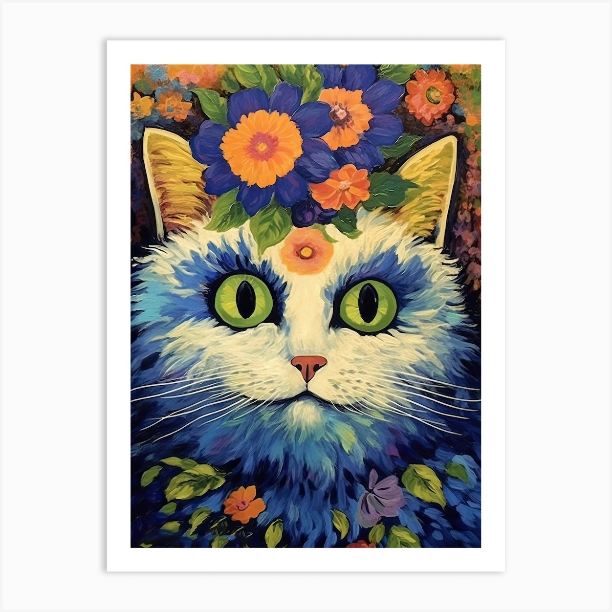 Flower Cat by Louis Wain Art Print
