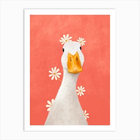 Duck With Chamomiles Art Print