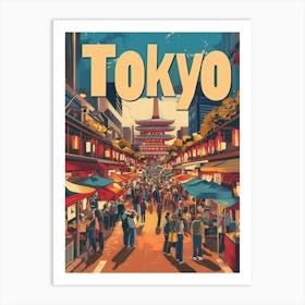 Aihrgdesign A 1970s Inspired Travel Poster For Tokyo 4 Art Print